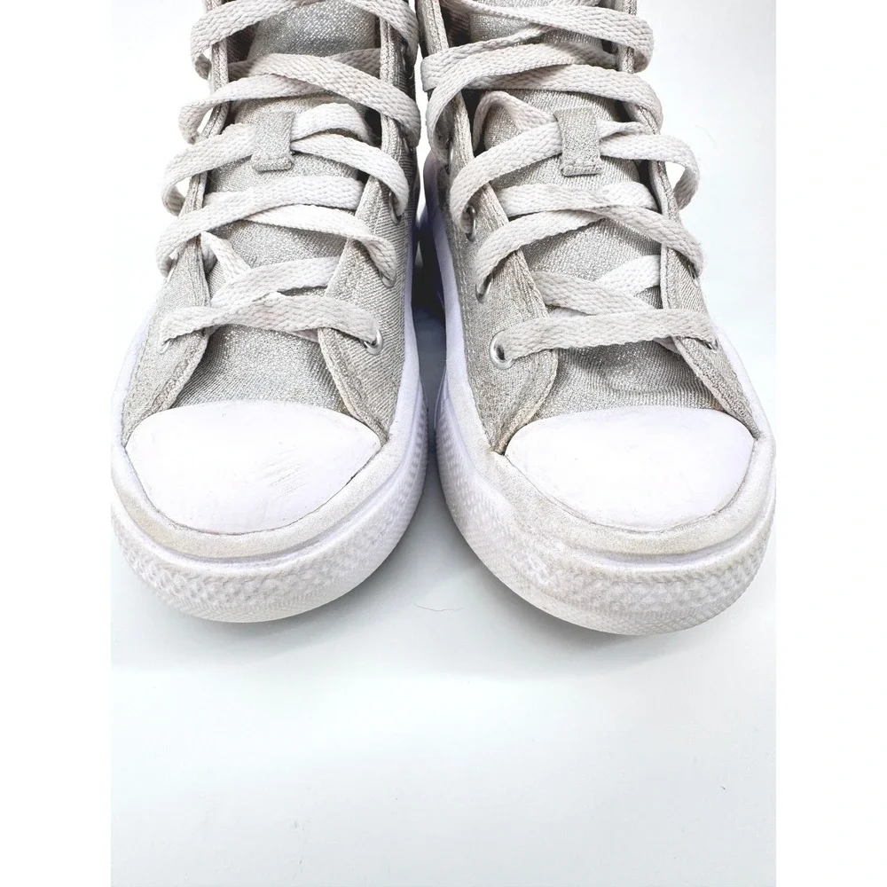 Converse Chuck Taylor All Star Move Kids 10 Silver Glitter Platform Sneakers